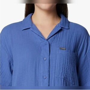 Columbia Womens Holly Hideaway Breezy Blue  Top Shirt Cotton  1X NWT